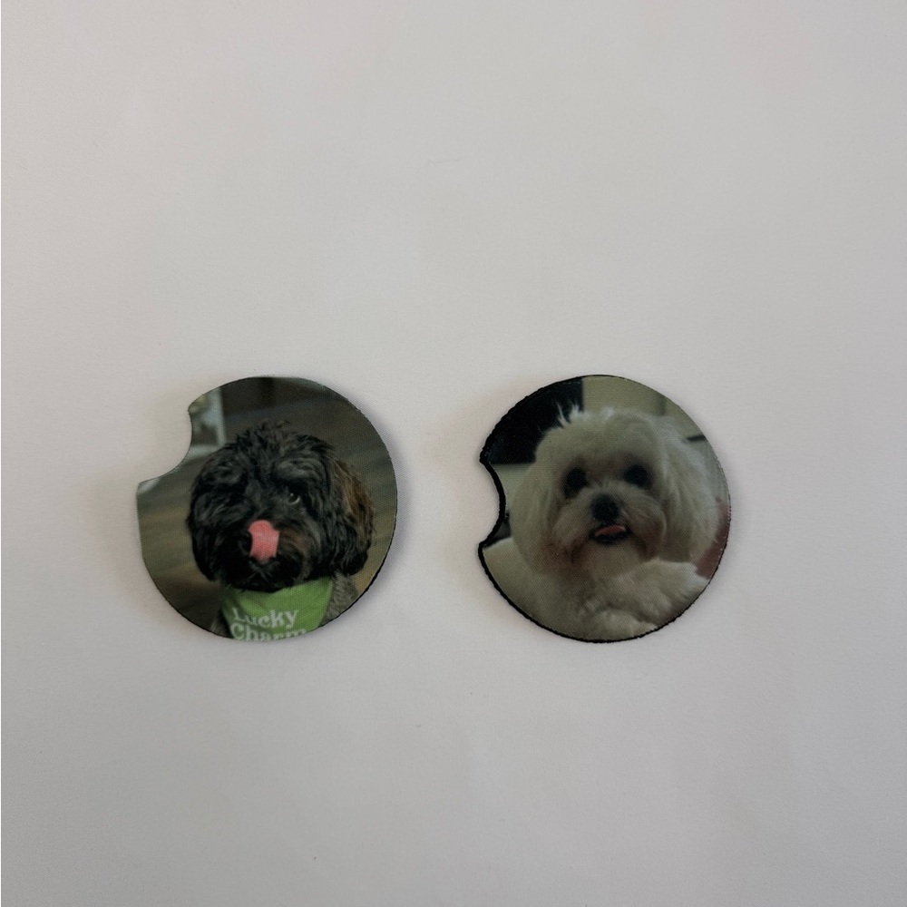 Custom‎ Photo Car Cup Holder Coasters Set of 2 | Pet Baby Face Phrase Gift